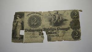 $2 1845 Lambertville New Jersey Obsolete Currency Bank Note Bill Delaware Bridge