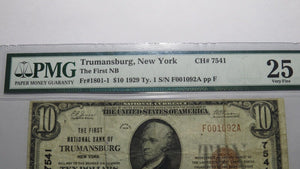 $10 1929 Trumansburg New York NY National Currency Bank Note Bill Ch #7541 VF25