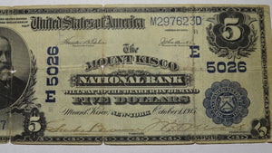 $5 1902 Mount Kisco New York NY National Currency Bank Note Bill! Ch. #5026 RARE