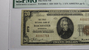 $20 1929 Rochester Minnesota MN National Currency Bank Note Bill #579 VF20 PMG