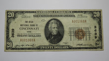 Load image into Gallery viewer, $20 1929 Cincinnati Ohio OH National Currency Bank Note Bill Charter #3639 VF