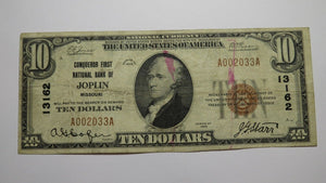 $10 1929 Joplin Missouri MO National Currency Bank Note Bill Charter #13162 RARE