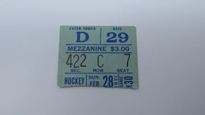 February 28, 1971 New York Rangers Vs. Vancouver Canucks NHL Hockey Ticket Stub