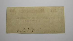 $.50 1862 Atlanta Georgia Obsolete Currency Bank Note Bill Western Atlantic RR
