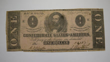 Load image into Gallery viewer, $1 1862 Richmond Virginia VA Confederate Currency Bank Note Bill RARE T55