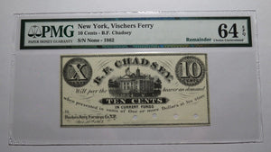 $.10 1862 Vischers Ferry New York NY Obsolete Currency Bank Note Bill! UNC64 PMG
