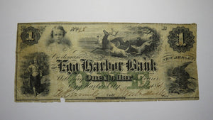 $1 1861 Egg Harbor New Jersey NJ Obsolete Currency Bank Note Bill! EH Bank