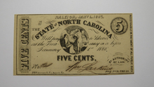 Load image into Gallery viewer, $.05 1863 Raleigh North Carolina Obsolete Currency Bank Note Bill State of NC XF