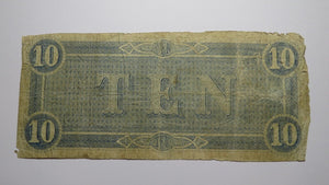 $10 1864 Richmond Virginia VA Confederate Currency Bank Note Bill RARE T68 GOOD