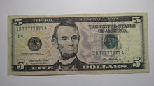 Load image into Gallery viewer, $5 2006 Near Solid Serial Number Federal Reserve Bank Note Bill VF+ #77777977