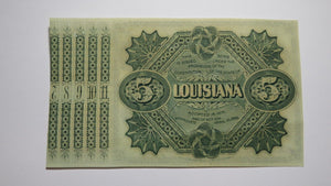 $5 1870's Baton Rouge Lousiana Obsolete Currency Bank Note! LA Baby Bond UNC