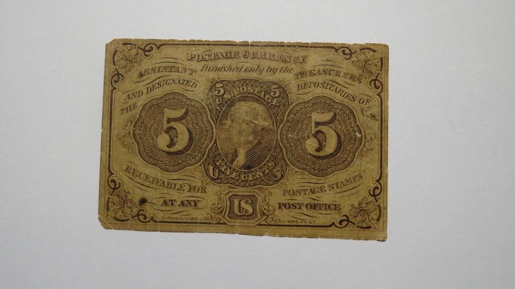 1863 $.05 First Issue Fractional Currency Obsolete Postage Bank Note 1st VG