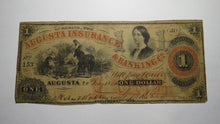 Load image into Gallery viewer, $1 1860 Augusta Georgia GA Obsolete Currency Bank Note Bill! Augusta Insurance