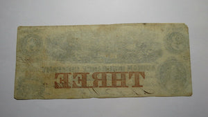 $3 1853 Adrian Michigan MI Obsolete Currency Bank Note Bill Adrian Insurance Co.