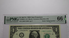 Load image into Gallery viewer, $1 2017 Radar Serial Number Federal Reserve Currency Bank Note Bill PMG UNC66EPQ