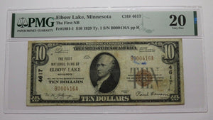 $10 1929 Elbow Lake Minnesota MN National Currency Bank Note Bill #4617 VF20 PMG
