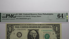 Load image into Gallery viewer, $1 1985 Near Solid Serial Number Federal Reserve Bank Note Bill UNC64 #02222222
