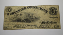 Load image into Gallery viewer, $5 1863 Blackstone Massachusetts MA Obsolete Currency Bank Note Bill! Worcester