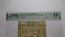 Load image into Gallery viewer, 1771 Five Pounds New York NY Colonial Currency Bank Note Bill Choice Fine 15 PMG