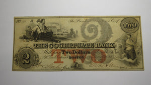 $2 1853 Boston Massachusetts MA Obsolete Currency Bank Note Bill Cochituate Bank