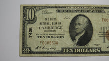 Load image into Gallery viewer, $10 1929 Cambridge Minnesota MN National Currency Bank Note Bill Ch. #7428 FINE