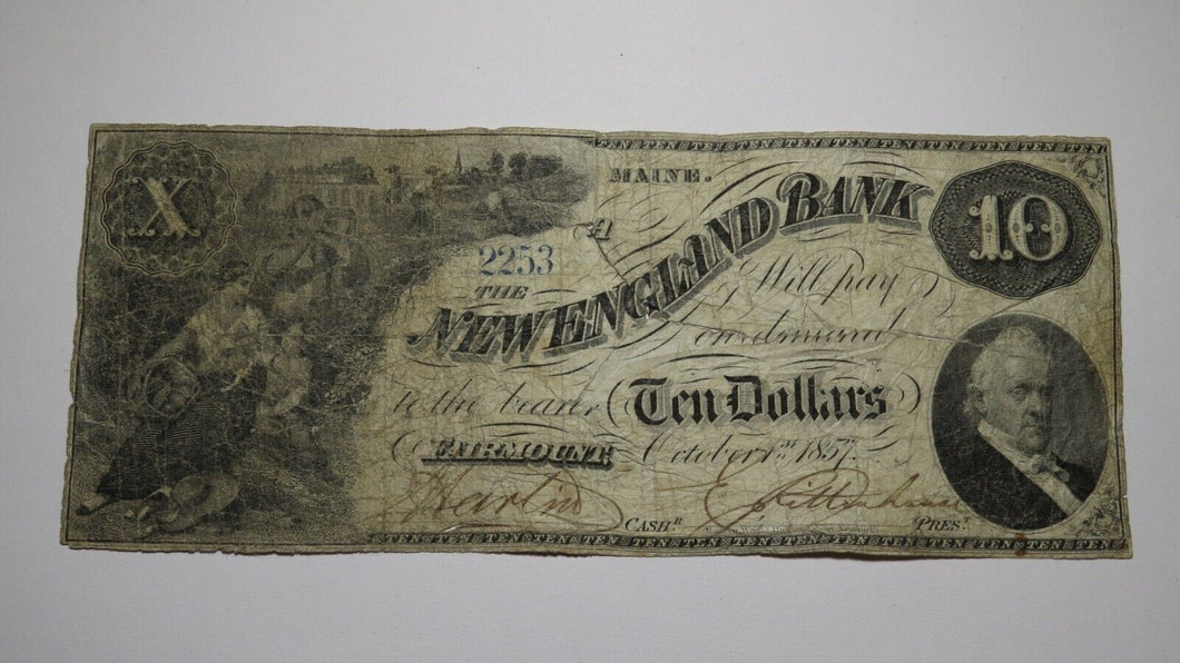 $10 1857 Fairmount Maine ME Obsolete Currency Bank Note Bill! New England Bank