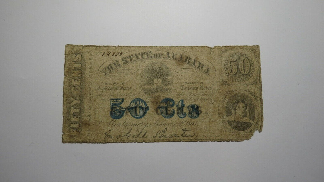 $.50 1863 Montgomery Alabama AL Obsolete Currency Bank Note Fractional Bill!