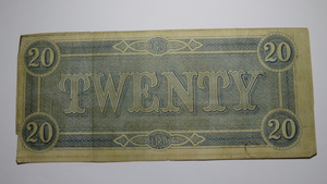 $20 1864 Richmond Virginia VA Confederate Currency Bank Note Bill T67 RARE FINE
