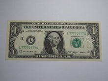 Load image into Gallery viewer, $1 2009 Near Solid Serial Number Federal Reserve Bank Note Bill #77770777 UNC+++