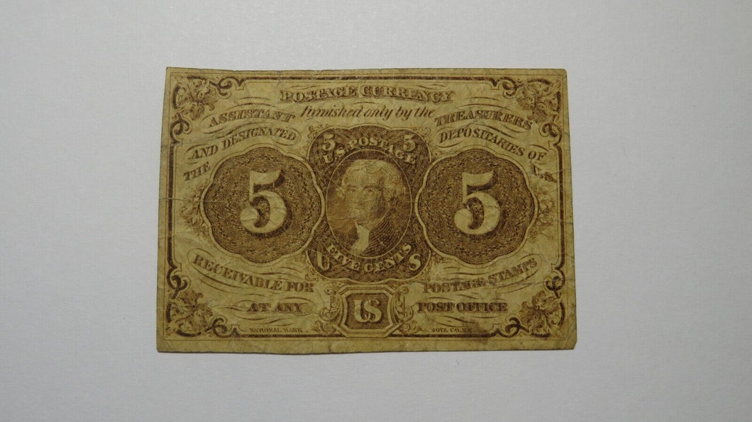 1863 $.05 First Issue Fractional Currency Obsolete Postage Bank Note 1st VG+