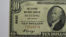 Load image into Gallery viewer, $10 1929 Netcong New Jersey NJ National Currency Bank Note Bill Ch. #6692 VF