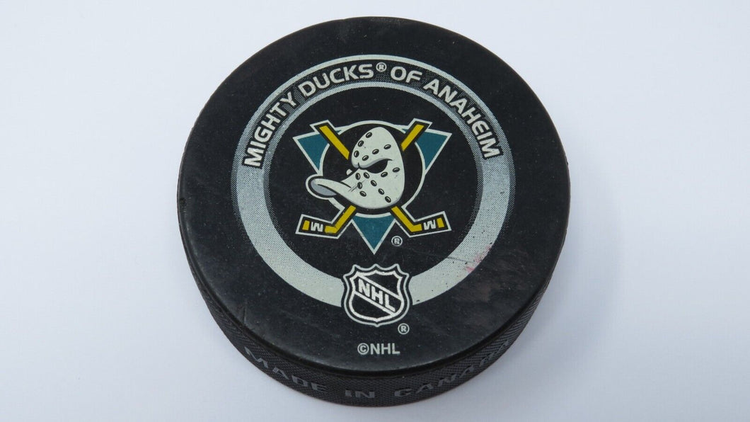 2002-04 Anaheim Mighty Ducks Game Used Official Bettman NHL Game Puck InGlasco!