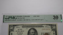 Load image into Gallery viewer, $50 1929 Pueblo Colorado CO National Currency Bank Note Bill Ch. #1833 VF30 PMG