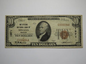 $10 1929 Sedalia Missouri MO National Currency Bank Note Bill Ch. #1971 FINE