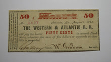 Load image into Gallery viewer, $.50 1862 Atlanta Georgia Obsolete Currency Bank Note Bill Western Atlantic RR