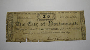 $.25 1862 Portsmouth Virginia VA Obsolete Currency Bank Note Bill! Fractional