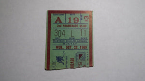 October 22, 1969 New York Rangers Vs. Chicago Blackhawks NHL Hockey Ticket Stub