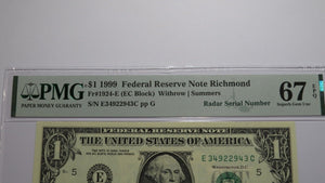 2 $1 1985 & 1999 Matching Radar Serial Numbers Federal Reserve Bank Note Bills