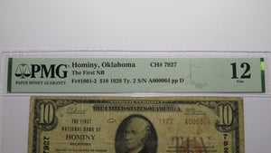 $10 1929 Hominy Oklahoma OK National Currency Bank Note Bill Ch. #7927 F12 PMG