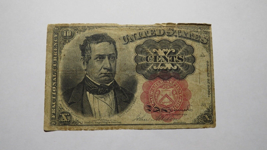 1874 $.10 Fifth Issue Fractional Currency Obsolete Bank Note Bill 5th Iss. USA!
