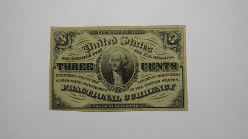 1863 $.03 Third Issue Fractional Currency Obsolete Bank Note Bill! 3rd AU+