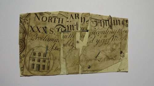 1754 Thirty Shillings North Carolina NC Colonial Currency Note Bill RARE 30s