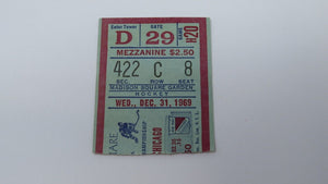 December 31, 1969 New York Rangers Vs. Chicago Blackhawks NHL Hockey Ticket Stub