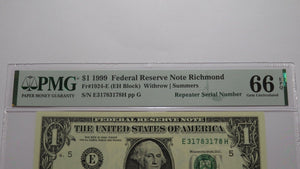 2 $1 1999 & 2001 Matching Repeater Serial Numbers Federal Reserve Bank Bills