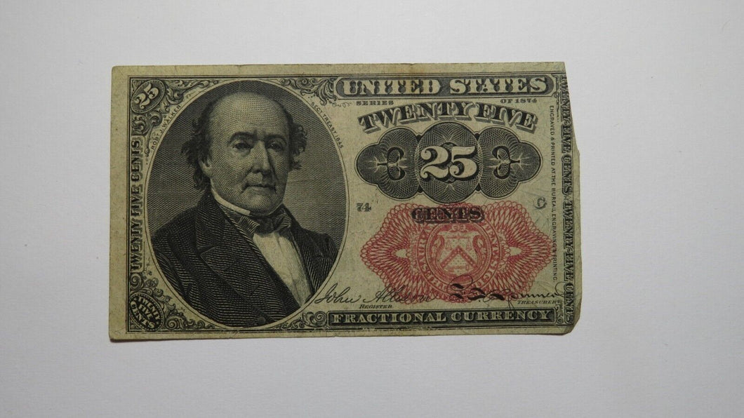 1874 $.25 Fifth Issue Fractional Currency Obsolete Bank Note Bill 5th FINE!