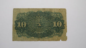 1863 $.10 Fourth Issue Fractional Currency Obsolete Bank Note Bill 4th Good