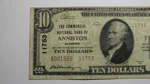 $10 1929 Anniston Alabama AL National Currency Bank Note Bill Ch. #11753 FINE