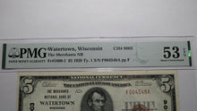 Load image into Gallery viewer, $5 1929 Watertown Wisconsin WI National Currency Bank Note Bill Ch 9003 AU53 PMG