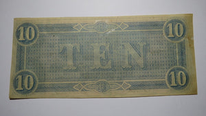 $10 1864 Richmond Virginia VA Confederate Currency Bank Note Bill T68 XF++
