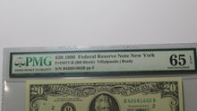 Load image into Gallery viewer, $20 1990 New York City NY Federal Reserve Currency Bank Note Bill PMG UNC65EPQ